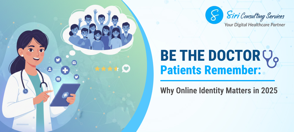 Doctor promoting online presence and digital branding with patient growth illustration